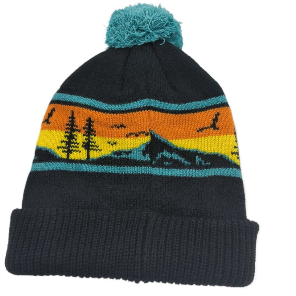 Embroidery Custom Logo Warm Chunky Thick Ribbed Unisex Fluffy Slouchy Jacquard Winter Cuffed Toque Knitted Beanie Hats