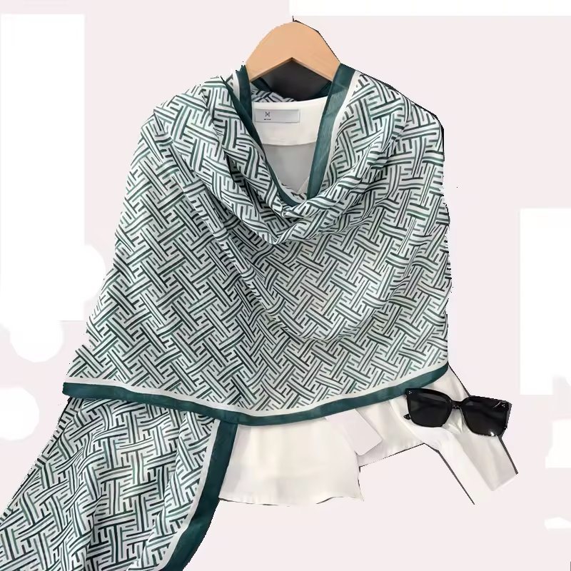 Stylish Wholesale Custom Floral Printing Silk Chiffon Long Scarf High Quality Satin Silk Soft Long Shawl