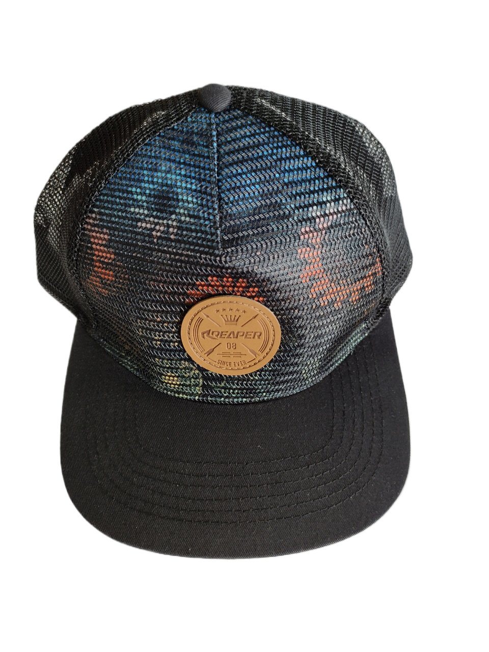 Hip Hop Sports Custom Printed Patches Woven 6 Panel Stylish Mesh Trucker Orange Hat Caps OEM