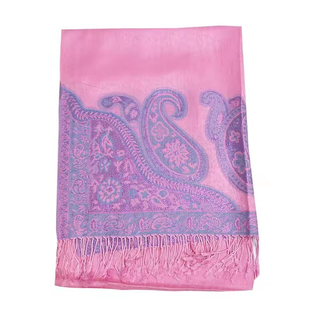Paisley Pashmina Scarf with Tassel Jacquard Woven Good Quality Custom Pashmina Scarf for Woman