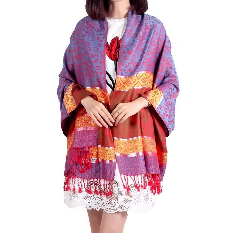 Woven Jacquard Custom Pashmina Scarf for Woman Shawl Soft Good Quality Pashmina Scarf with Tassel