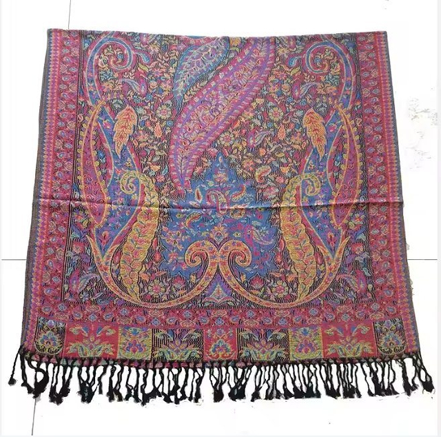 Wholesale Jacquard Woven Pashmina Scarf Women Soft Ethnic Style Scarves Custom Design Long Viscose Shawl