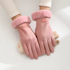 Women Winter Warm Suede Leather Gloves Fleece Lined Touch Screen Driving Gloves