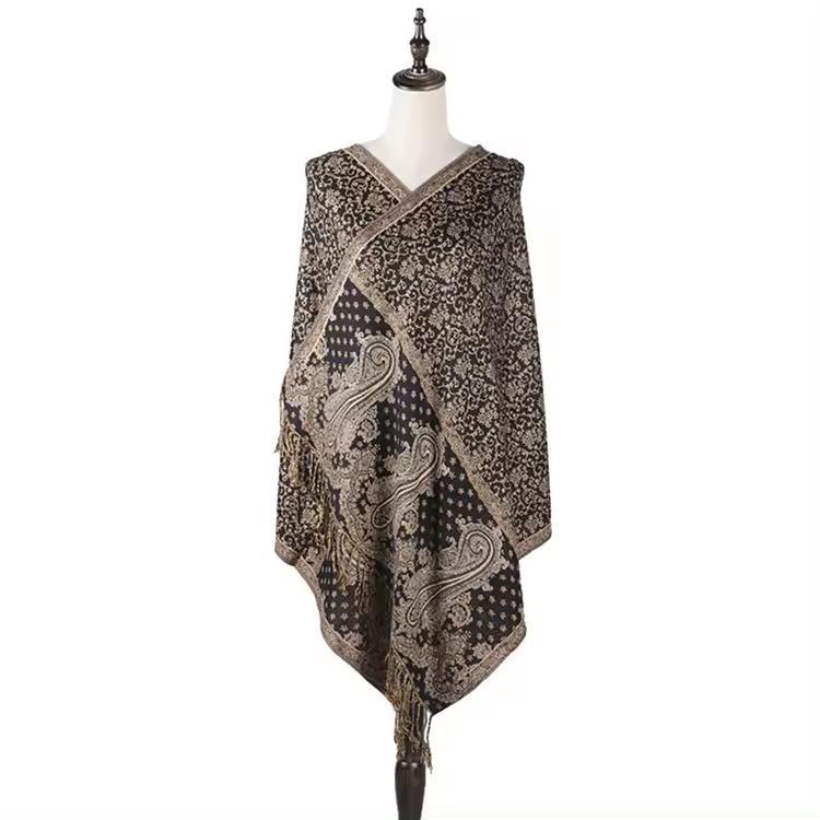 Large Pashmina Soft Elegant Cashmere Feel Polyester Good Quality Jacquard Woven Wrap Scarf Custom Pashmina Scarf