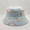 Lovely Stylish Designer Light Blue Custom Fishing Elephant Printing Logo Bucket Hats Summer Women Sun Kid