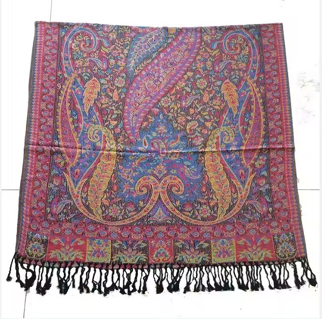 Rainbow Pashmina Scarf Woven Jacquard Soft Custom Pashmina Shawl Elegant High Quality Scarf for Woman