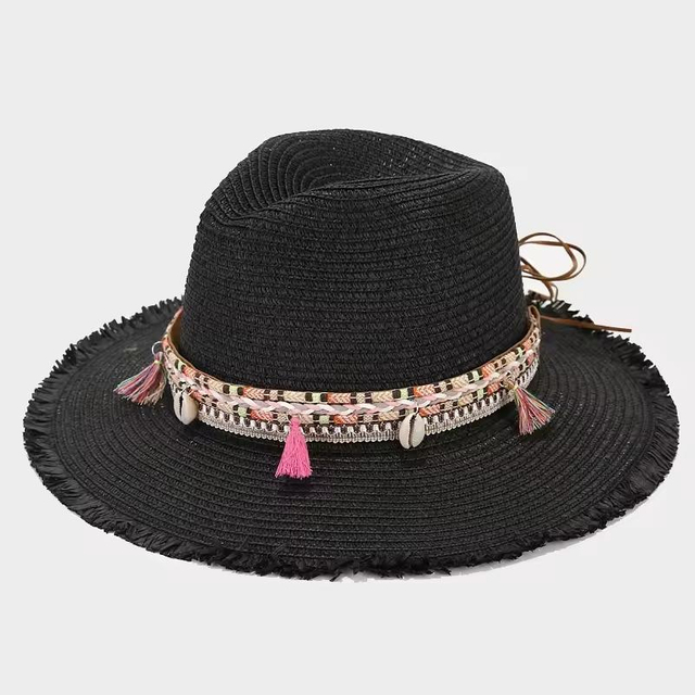 Women′s Summer Outing Beach Sun Hat Block Breathable Wind Rope Visor Men Panama Straw Hats Beach
