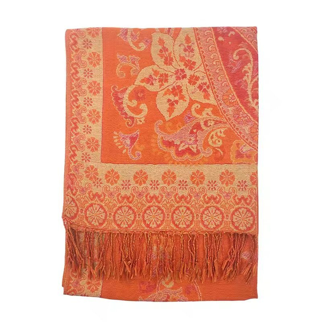 Custom Pashmina Scarf for Woman Jacquard Woven Scarf Shawl Soft Wrap Elegant Ethnic Good Quality Pashmina