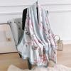 Stylish Spring and Autumn Elegant Lady New Floral Printed Satin Silk Long Scarf Shawl