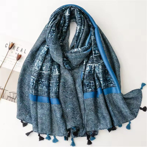 Wholesale High Quality Autumn Winter Printed Pattern Cotton and Linen Shawl Long Scarf