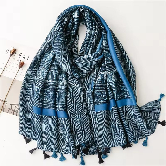 Wholesale High Quality Autumn Winter Printed Pattern Cotton and Linen Shawl Long Scarf