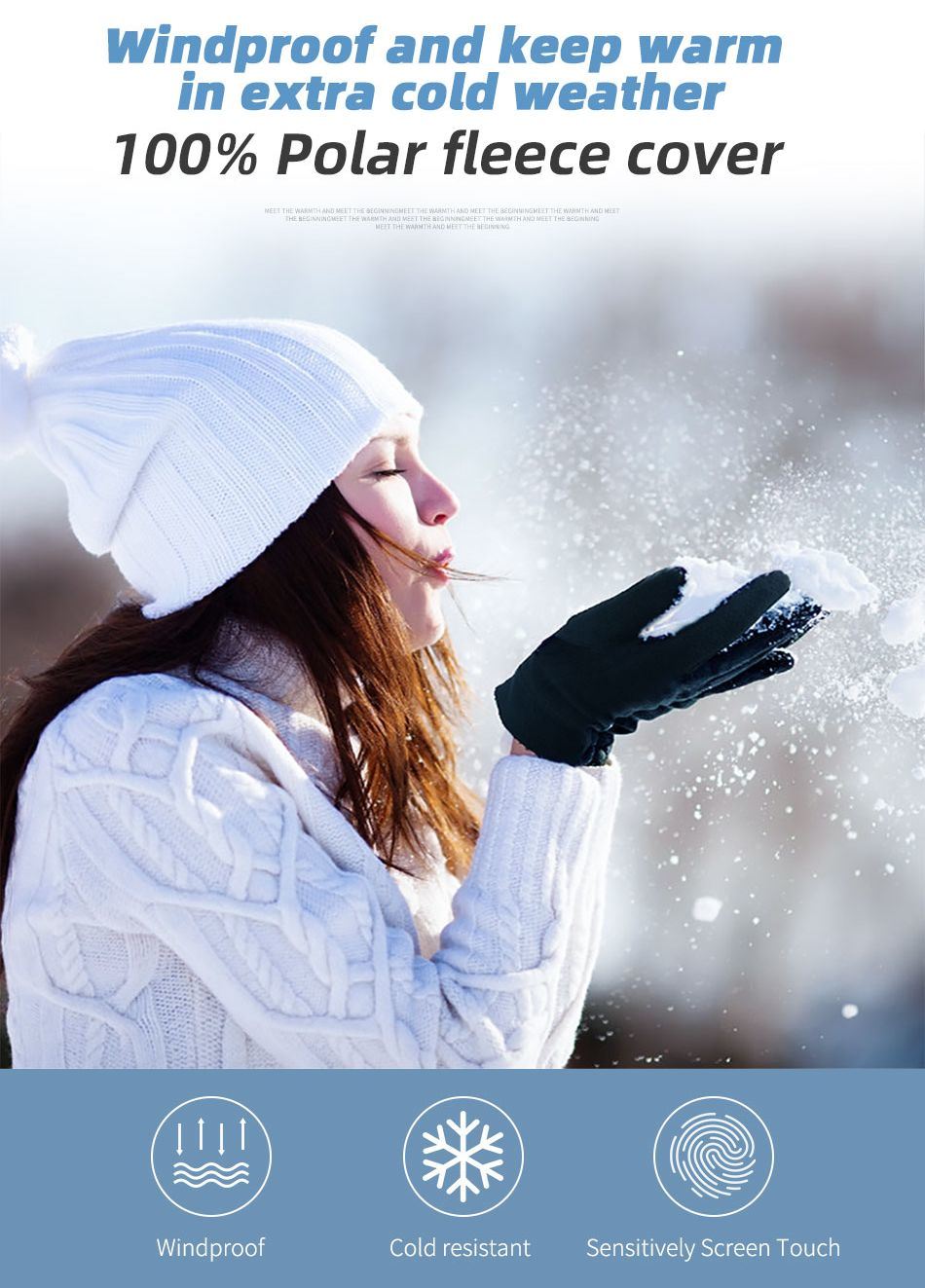 Ozero Custom Logo Touch Screen Men Extra Cold Winter Weather Warm Driving Cycling Running Skiing Fleece Gloves