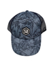Two Tone Mens Green 6 Panel Structured Pre Curved Brim Leather Applique Mesh Trucker Caps Hats