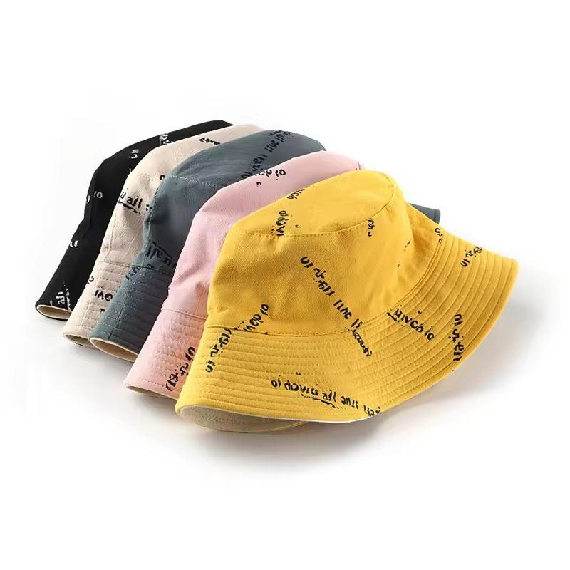 Wholesale Custom Designer Your Logo Printed Reversible Bucket Hat, Cotton Bulk Luxury Sun Shade Fisherman Cap