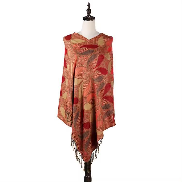 Woven Jacquard Custom Pashmina Scarf for Woman Shawl Soft Good Quality Pashmina Scarf with Tassel