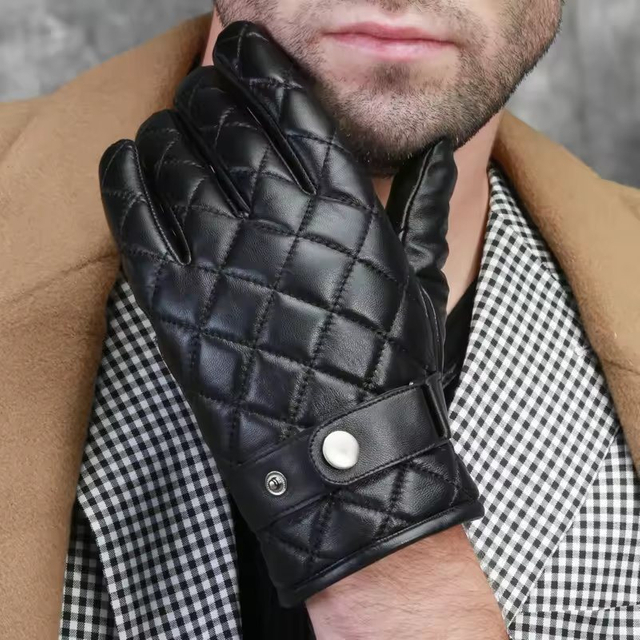Cheap Cuero Touch Screen Fleece Lining Driving Men Real Sheepskin Leather Winter Gloves