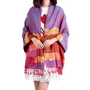Custom Pashmina Scarf Soft Jacquard Woven Ethnic Classical Shawl High Quality Pashmina Scarf for Woman