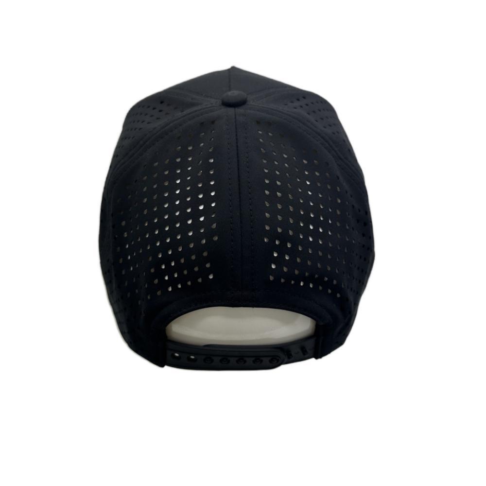 Custom 6 Panel Baseball Cap Mesh Material PU Hot Sales Cap Metal Chapter Adjustable Sports Golf Black Hat Adult Sports Cap