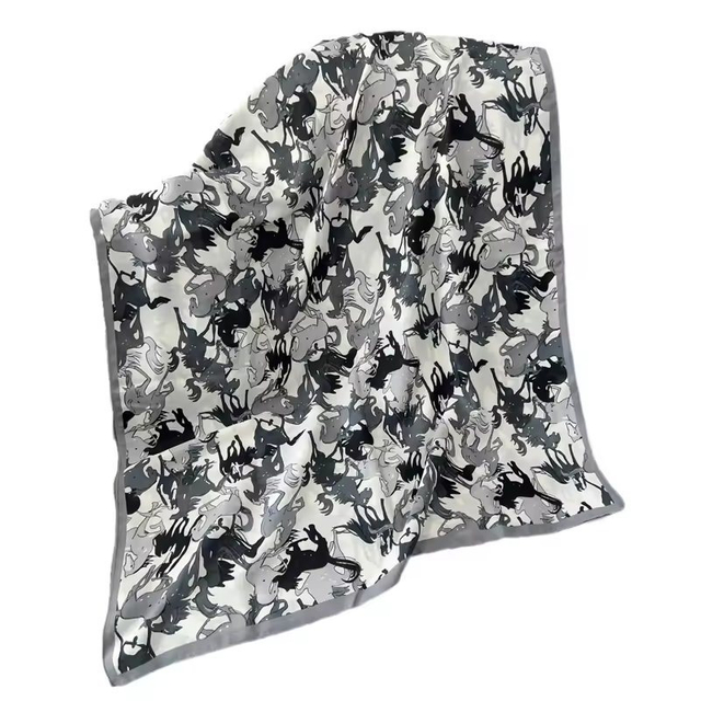 Top Sale Custom Circle and Floral Design Printed Cotton Long Scarves for Women 85*180cm Linen Head Wraps