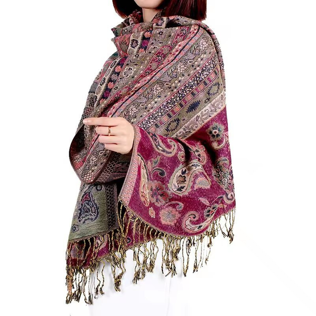 Pashmina Shawl Soft Elegant Fashion Good Quality Jacquard Woven Wrap Scarf Custom Pashmina Scarf for Woman