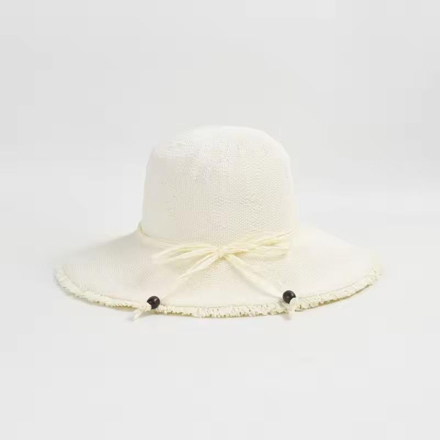 Hand Hook Raffia Bucket Straw Hat Ladies Casual Foldable Beach Sunshade Straw Bucket Hat Vacation