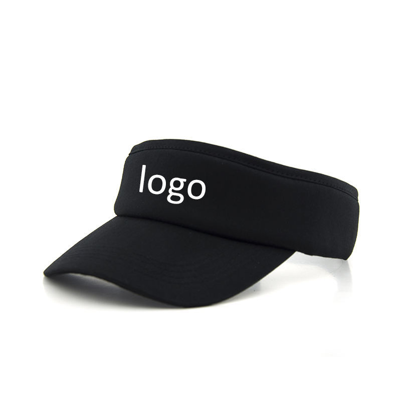 BSCI Factory Custom Embroidery Black Sun Visor Cap Wholesale Outdoor Sports Empty Top Adjustable