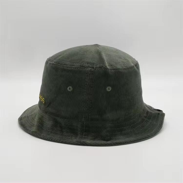 Custom Fashion Embroidery High Quality Corduroy Collapsible Foldable Fishing Cap Short Brim Bucket Hat with Label
