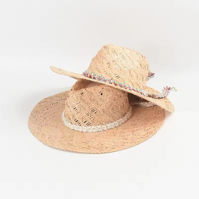 2024 New Big Brim Ladies Sun Straw Visor Hat Holiday Panama Straw Hat Cowboy Hat Men