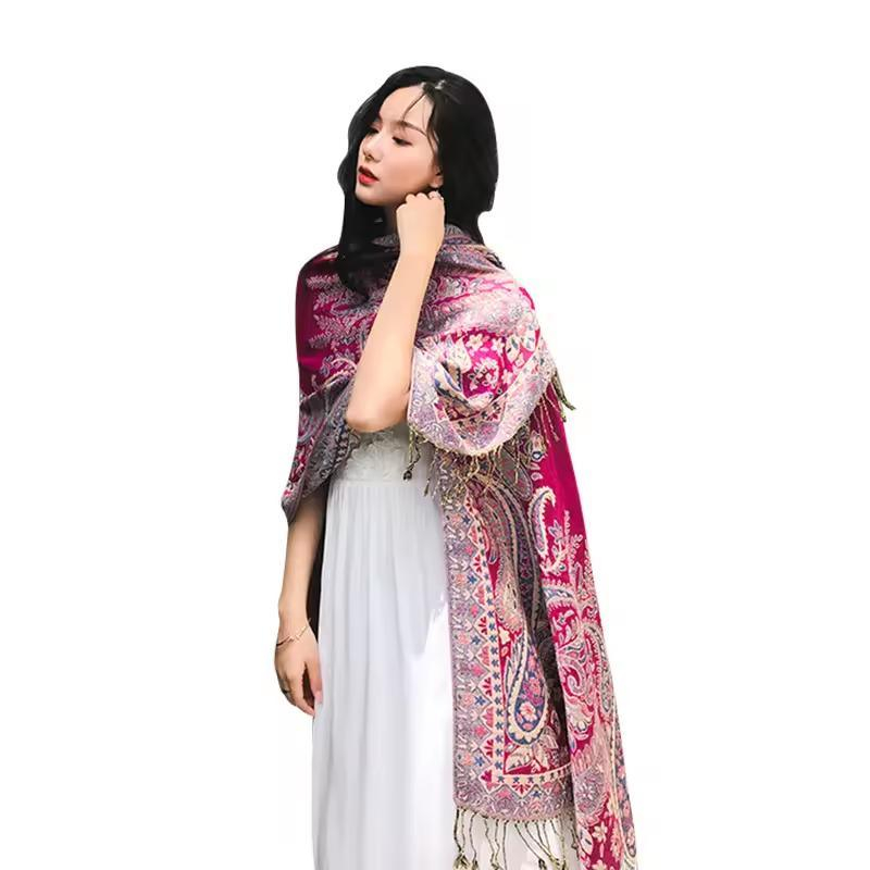 Soft Elegant Design Fashion Paisley Pattern Pashmina Shawl Scarf Woven Jacquard Custom Pashmina Shawl Scarf