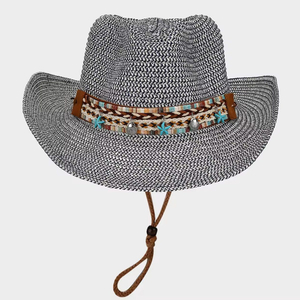 Boho Style Shapeable Large Brim Sun Straw Hat Woman Trend Beach Denim Breathable Sun Shade Summer Straw Hat