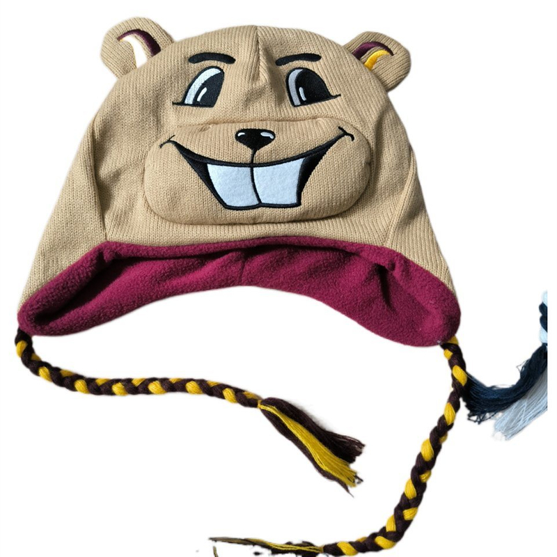 Custom Unisex Adult Funny Knitted Winter Earflap Hat Beanies Hat with Strings