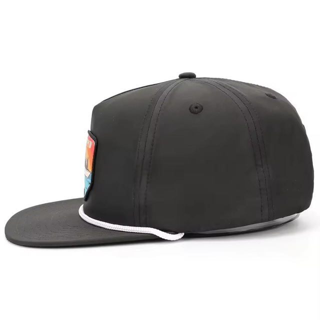 Custom Logo 5 Panel Flat Bill Unstructured Rope Snapback Cap, White Sports Golf Gorras, Laser Cut Hole Perforated Hat