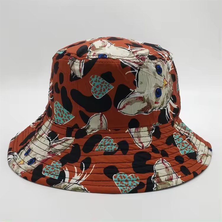 Design Your Brand Reversible Finishing Hat Animal Pattern Style Tropical Printed Bucket Girl Hats Summer with Custom Logo