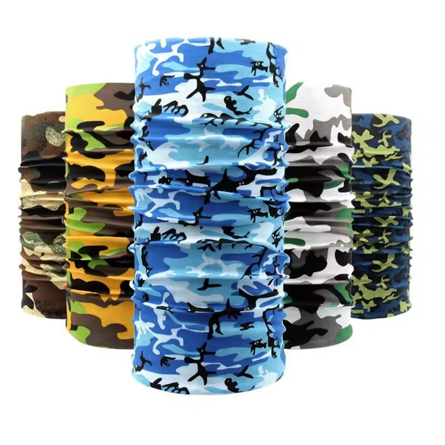 Custom Sublimation Print Multifunctional Headwear Seamless Camouflage Magic Scarf Bandana Neck Gaiter for Hiking