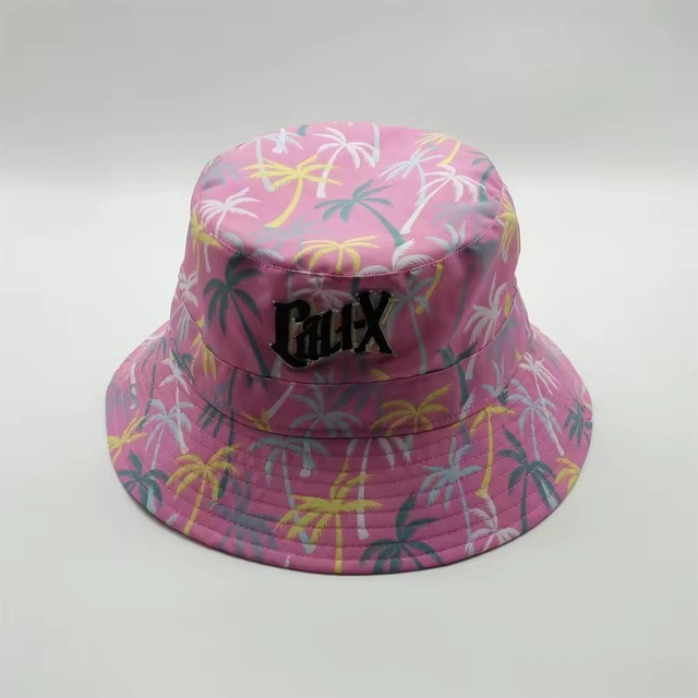 Wholesale Custom High Quality Women Designed Pink Printing Fishman Cap 3D Embroidery Logo Bucket Hat