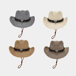 Retro Fashion Braid Two Tone Panama Visor Straw Hats Women Street Cowboy Men Hip Hop Sun Natural Straw Hat