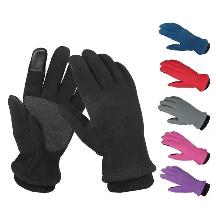 Ozero Custom Logo Half Finger 100% Polyester Warm Winter Mittens Gloves Fleece Unisex