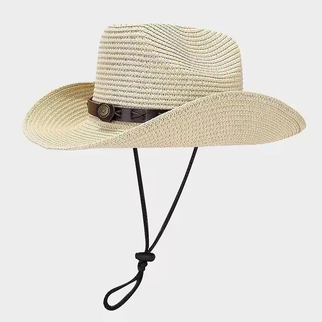 American New Outdoor Shapeable Large Brim Sun Straw Hat Mens Women Western Wind Cowboy Hat Straw