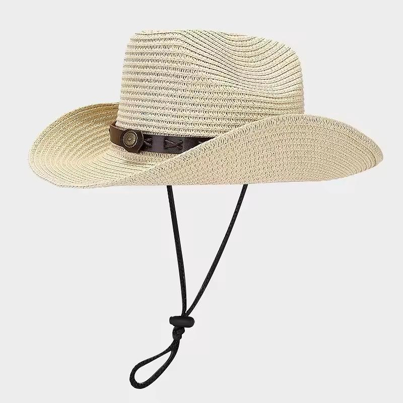 American New Outdoor Shapeable Large Brim Sun Straw Hat Mens Women Western Wind Cowboy Hat Straw