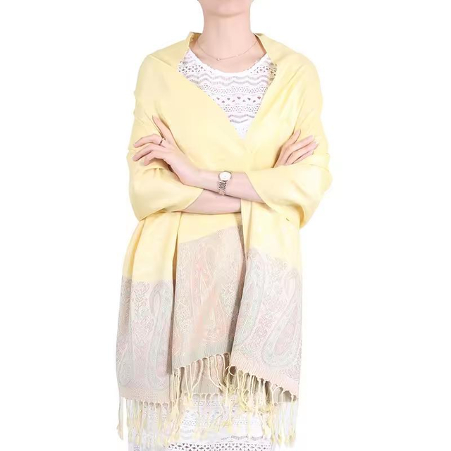 Winter Pashmina Scarf Woven Jacquard Soft Ethnic Classic Tassel Custom Pashmina Scarf for Woman