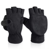 Ozero Winter Gloves Fingerless Convertible Mittens Thermal Polar Fleece Insulated Lining Windproof Warm
