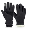 Ozero Thermal Polar Fleece Insulated Artificial Lambswool Extra Palm Patch Warm Work Touchscreen Fashion Winter Glove Black