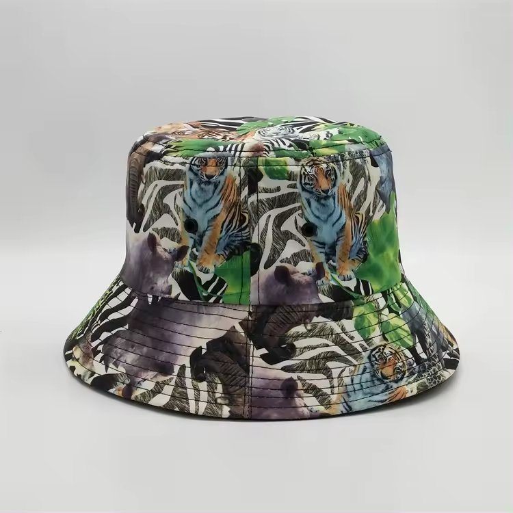 Lovely Stylish Designer Light Blue Custom Fishing Elephant Printing Logo Bucket Hats Summer Women Sun Kid