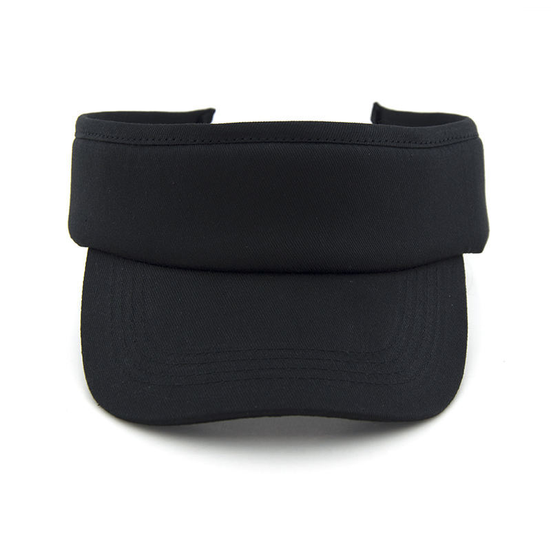 BSCI Factory Custom Embroidery Black Sun Visor Cap Wholesale Outdoor Sports Empty Top Adjustable