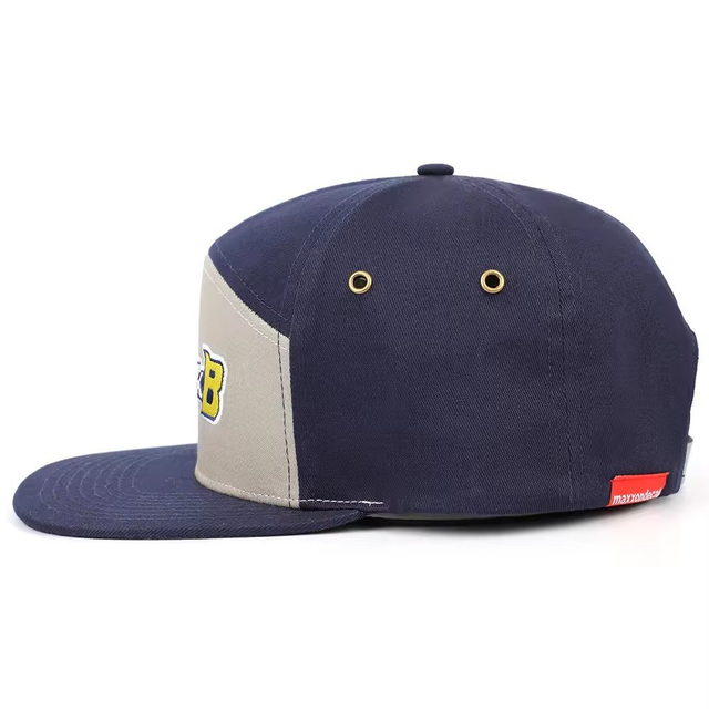 Promotional Top Quality Full Custom Seven Panels Leather Strap Buckle Back Denim Embroidered Summer Sun Flat Snapback Hats