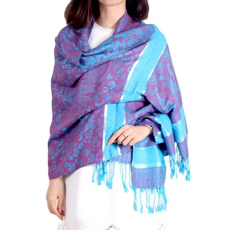 Pashmina Scarf Elegant Soft Shawl High Quality Jacquard Woven Custom Pashmina Scarf for Woman