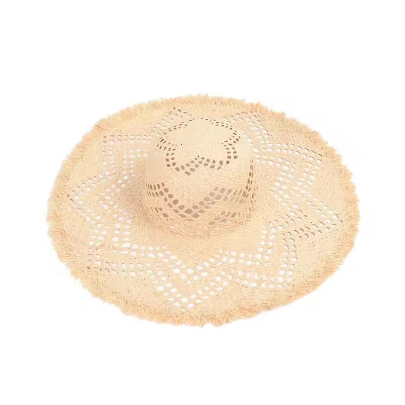 2024 Summer New Arrival Fashion Women Beach Sun Hat Natural Raffia Straw Bucket Hat