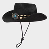 Retro Fashion Braid Two Tone Panama Visor Straw Hats Women Street Cowboy Men Hip Hop Sun Natural Straw Hat