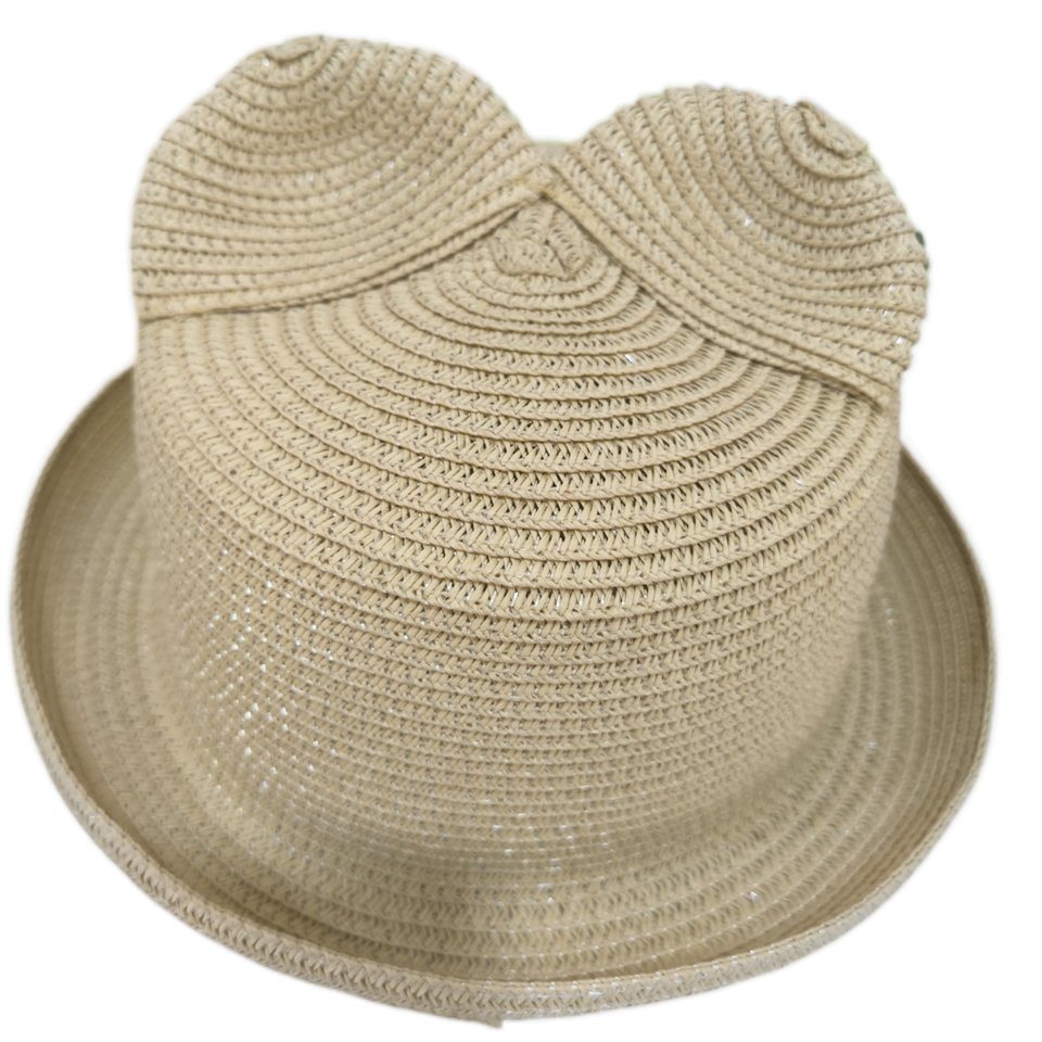Wholesale New Design Popular Hot Sale in Stock 3 Colors Children Outdoor Sports Cute Bucket Cap with Cat Ears Kids Straw Hat