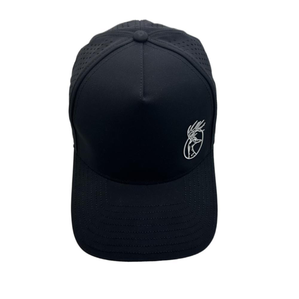 Custom 6 Panel Baseball Cap Mesh Material PU Hot Sales Cap Metal Chapter Adjustable Sports Golf Black Hat Adult Sports Cap